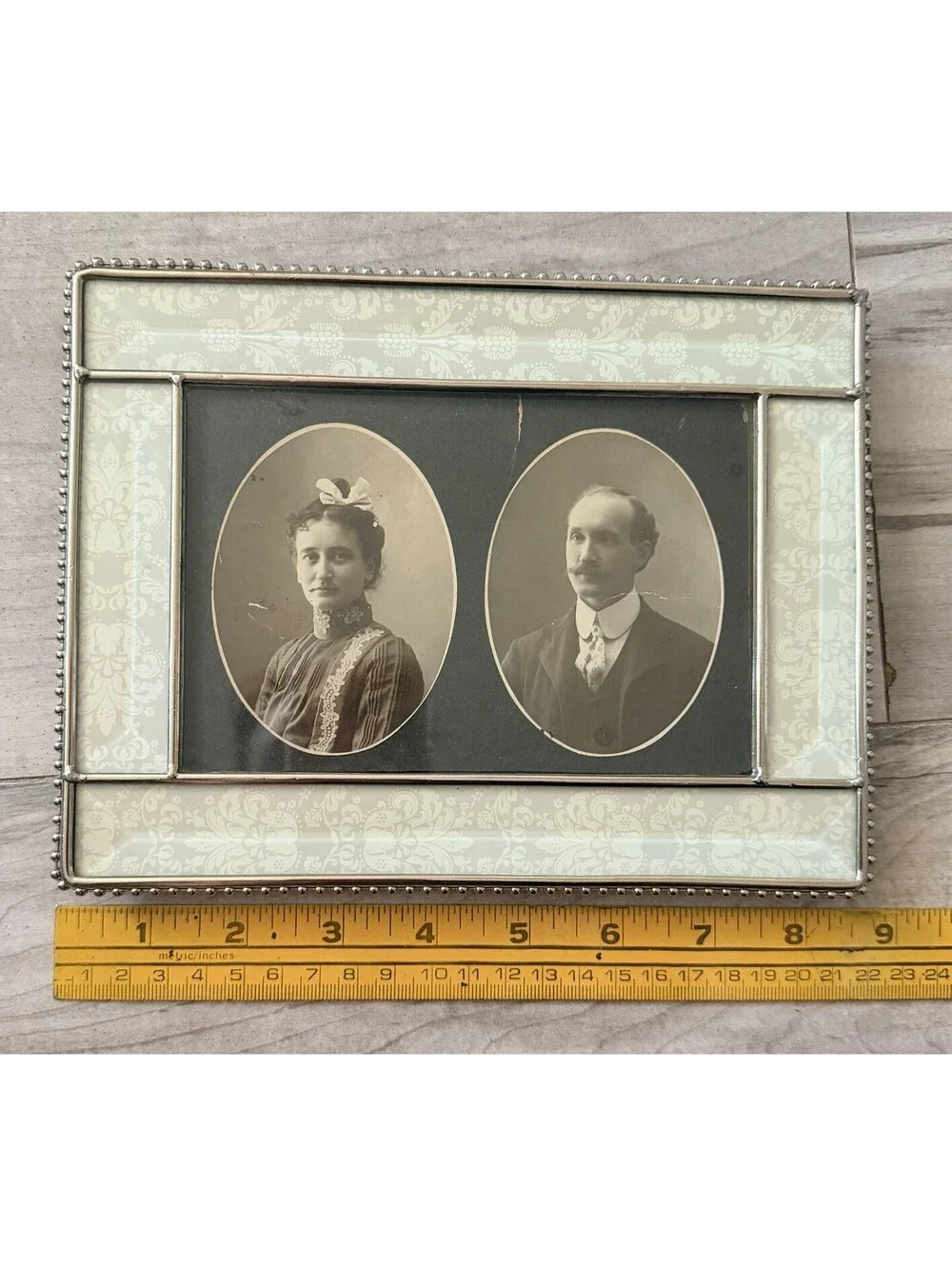 Antique Victorian Couple Portraits Framed  photograph  in Beautiful Frame